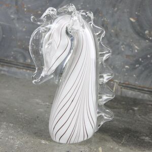 Murano Opaque Glass Horse Head sculpture with red and white stripes, circa 1970s
